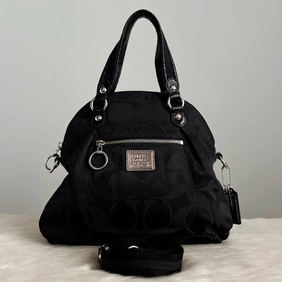 Euc Vintage Rare Coach Poppy Black Signature C's Shoulder Bag Purse - Picture 1 of 16